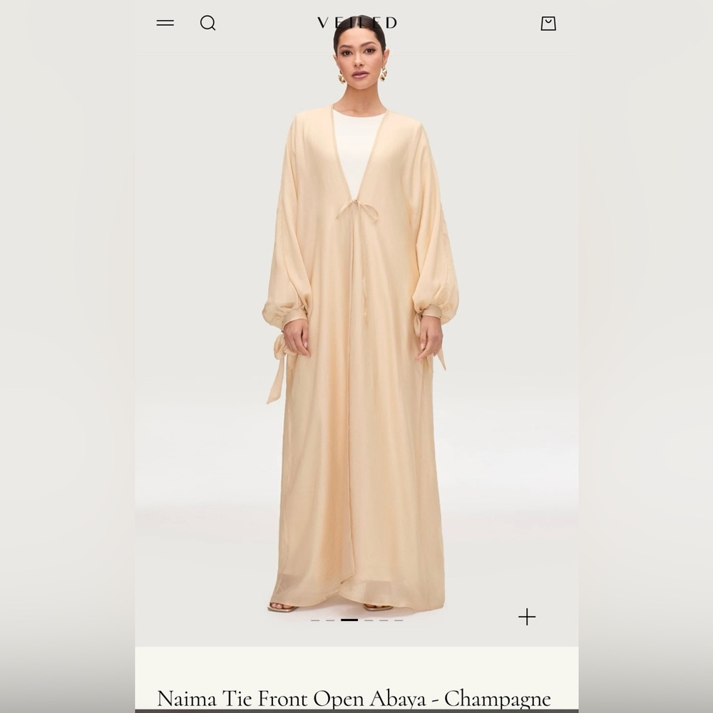 Veiled Naima Tie Front Open Abaya- Champagne ✨